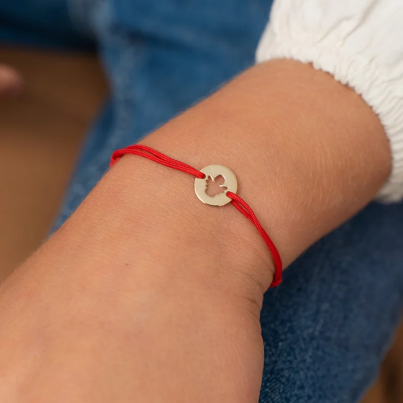 Bratara banut 10 mm - Ingeras decupat - Aur Galben 14K - snur reglabil picture - 2