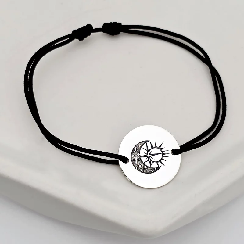 Bratara banut - Luna si Soare - Argint 925, snur reglabil picture - 3