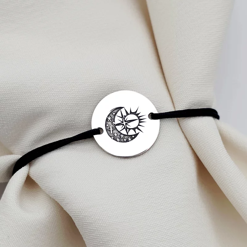 Bratara banut - Luna si Soare - Argint 925, snur reglabil picture - 4