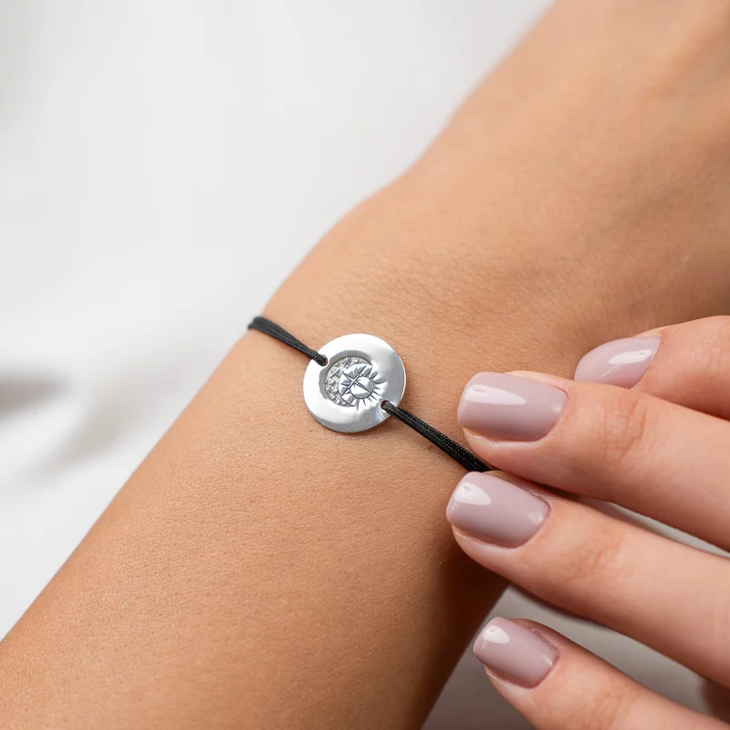 Bratara banut - Luna si Soare - Argint 925, snur reglabil picture - 2