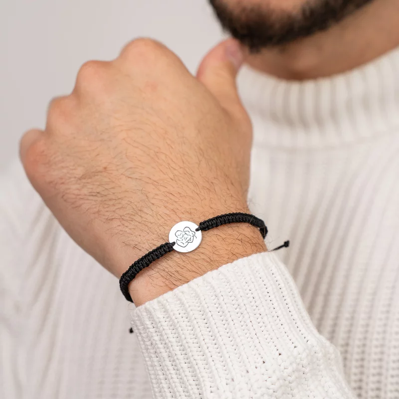 Bratara banut personalizata -  Proaspeti parinti - Argint 925, snur negru impletit picture - 2