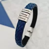 Bratara barbateasca Blue Sky - 3 Elemente inox arginti - Piele impletita albastra cu inchizatoare clips din inox