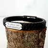 Bratara barbateasca cu piele lata neagra impletita - Placuta cu gravura personalizata - Argint 925 - Inchizatoare neagra inox