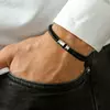 Bratara barbati - 3 modele cilindrice din Argint 925 personalizate - 3 straturi piele impletita - inchizatoare carabina