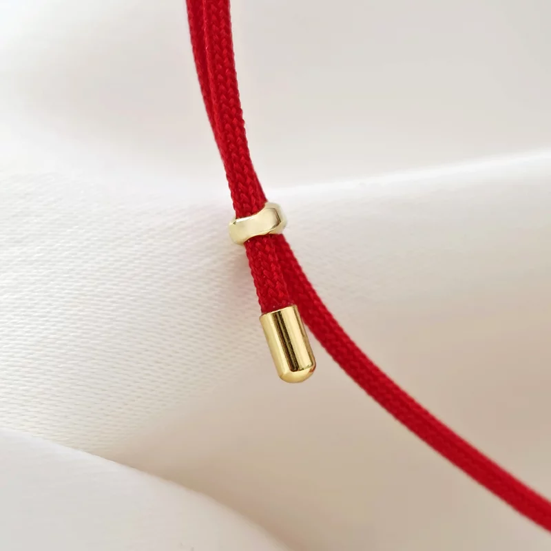 Brățara Bradulet colorat - Șnur rosu Gros - Argint 925 placat cu Aur Galben 18K picture - 3