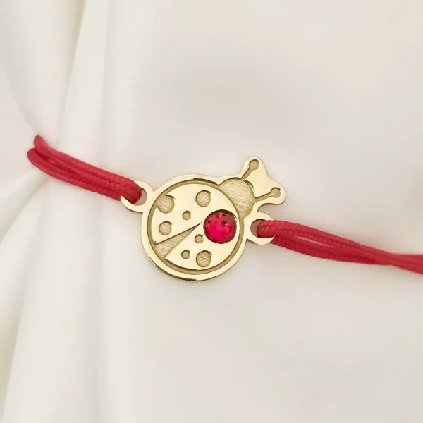 Bratara Buburuza - Argint 925 placat cu Aur Galben 18K - cristal Swarovski - snur reglabil