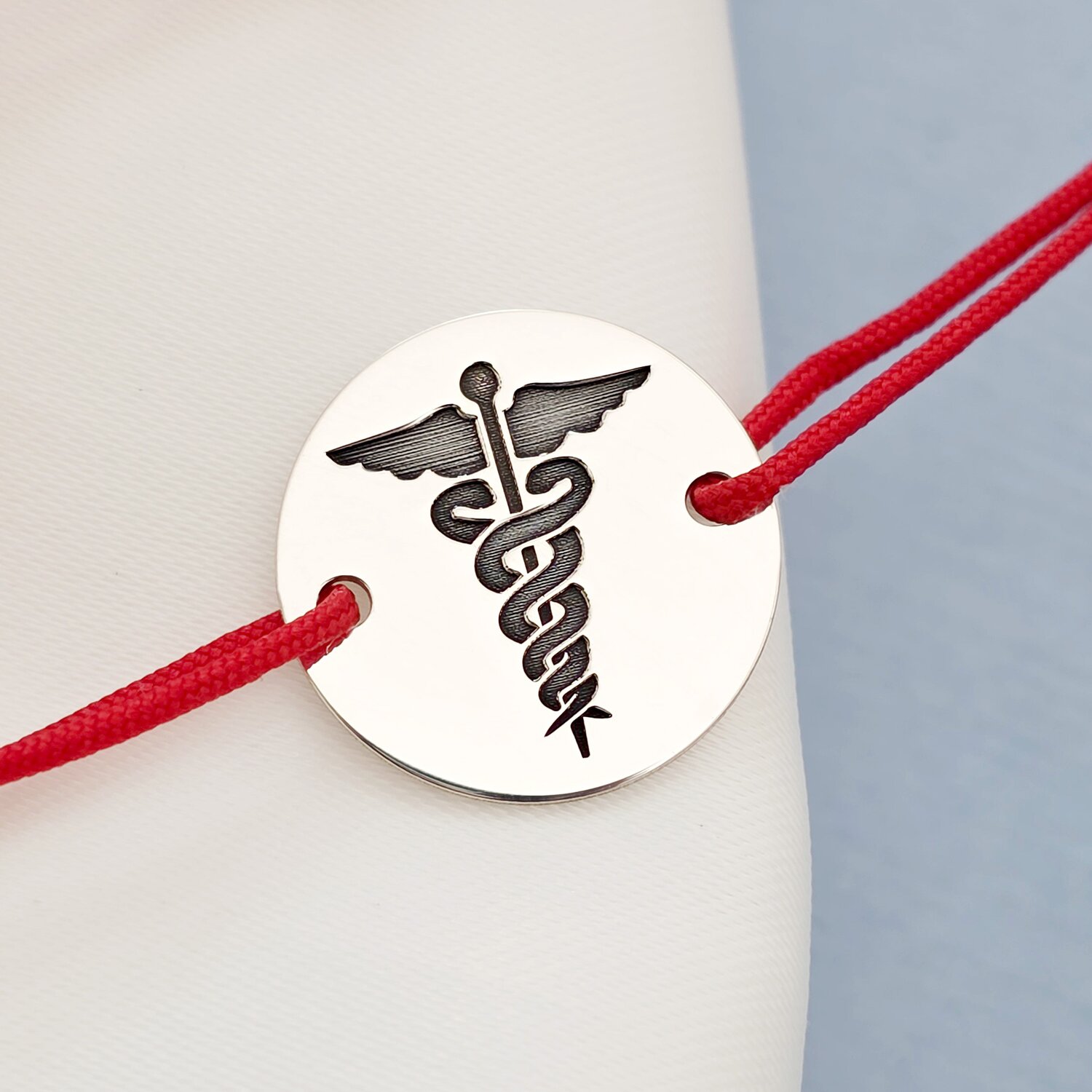 Bratara Caduceus - Argint 925 - Snur reglabil, diverse culori