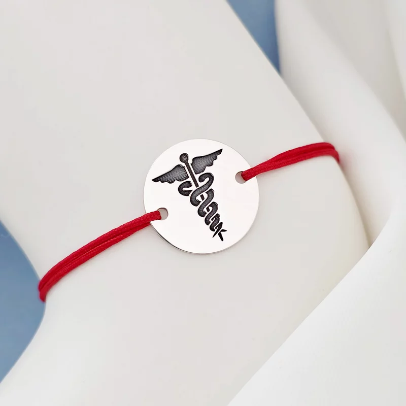 Bratara Caduceus - Argint 925 - Snur reglabil, diverse culori picture - 2