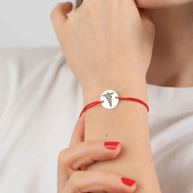 Bratara Caduceus - Argint 925 - Snur reglabil, diverse culori picture - 2