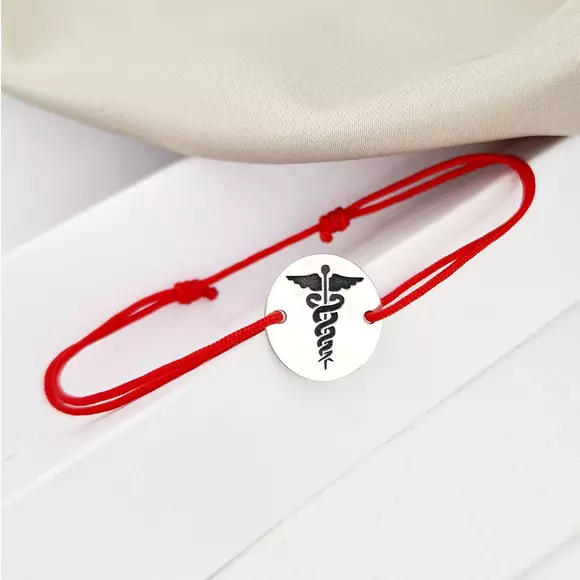 Bratara Caduceus - Argint 925 - Snur reglabil, diverse culori