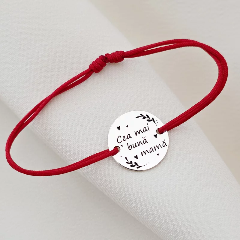 Bratara Cea mai buna mama - Argint 925, snur rosu picture - 3