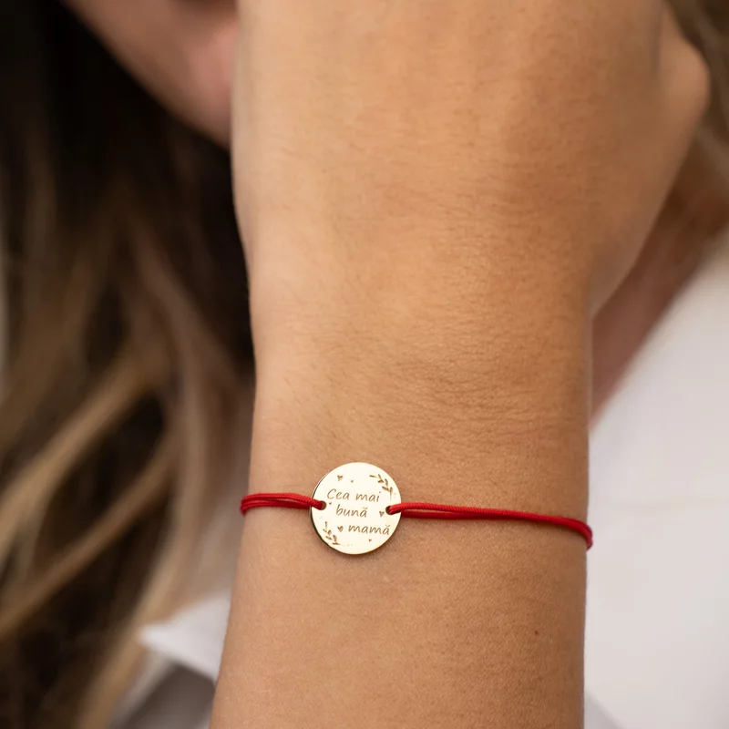 Bratara Cea mai buna mama - Aur Galben 14k - snur reglabil picture - 2