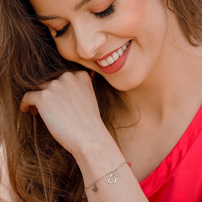 Bratara Colectia Fairyland Majestic Butterflies Argint 925 Placat Cu Aur Galben Si Roz 18K