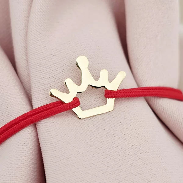 Bratara Coronita - Aur Galben 14K - Snur reglabil, diverse culori