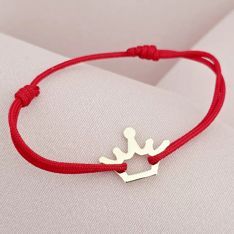 Bratara Coronita - Aur Galben 14K - Snur reglabil, diverse culori picture - 3