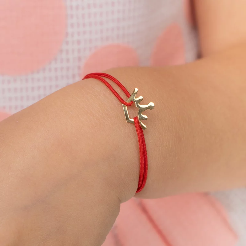 Bratara coronita din Aur de 9K-  cu snur reglabil picture - 2