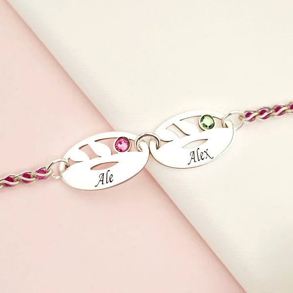 Bratara cromatica - Frunze personalizate - Model cu lant impletit cu Zirconii - Argint 925 si cristale Swarovski