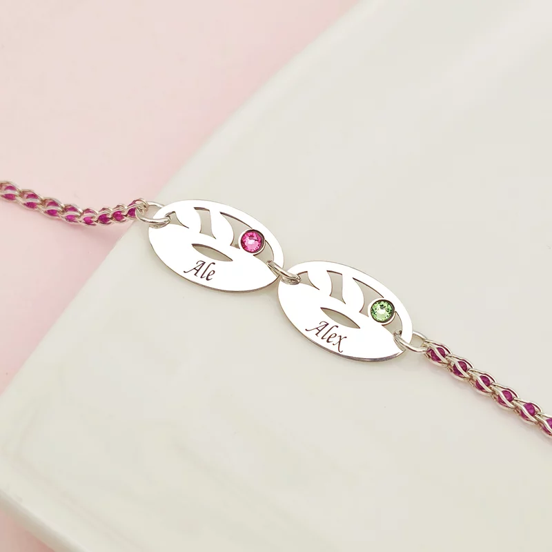 Bratara cromatica - Frunze personalizate - Model cu lant impletit cu Zirconii - Argint 925 si cristale Swarovski picture - 3