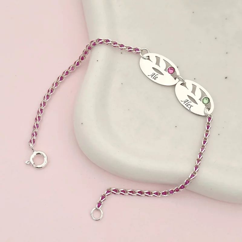 Bratara cromatica - Frunze personalizate - Model cu lant impletit cu Zirconii - Argint 925 si cristale Swarovski picture - 4