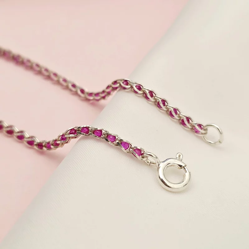 Bratara cromatica - Frunze personalizate - Model cu lant impletit cu Zirconii - Argint 925 si cristale Swarovski picture - 5