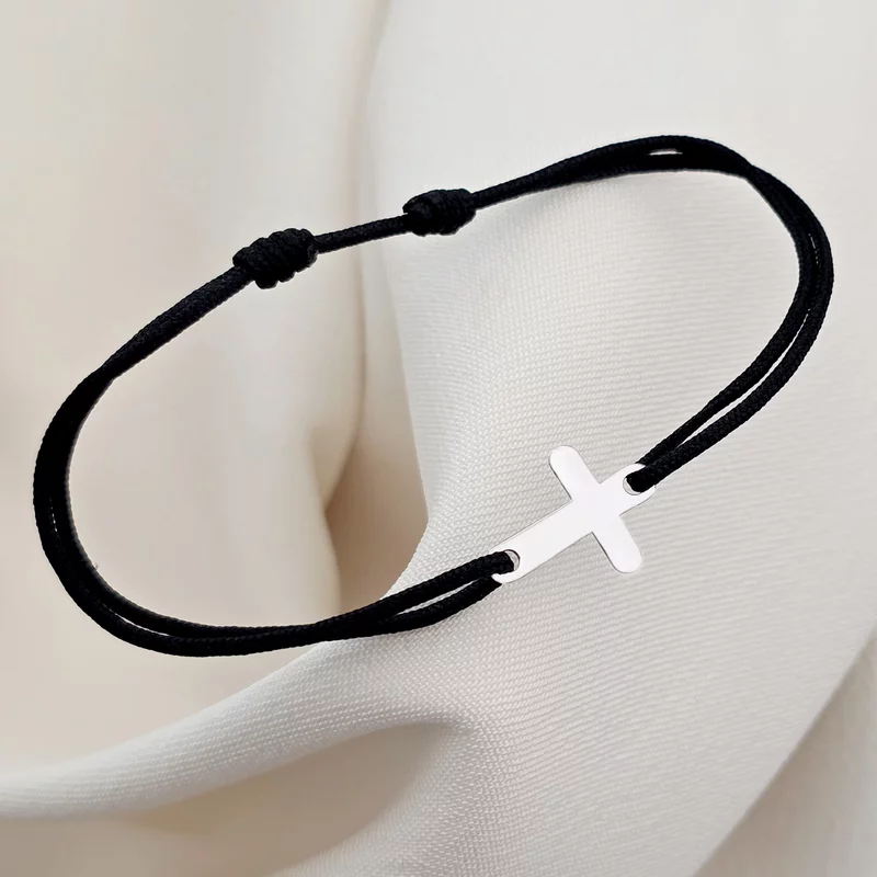 Bratara Cruciulita - Aur Alb 14K - snur reglabil picture - 4