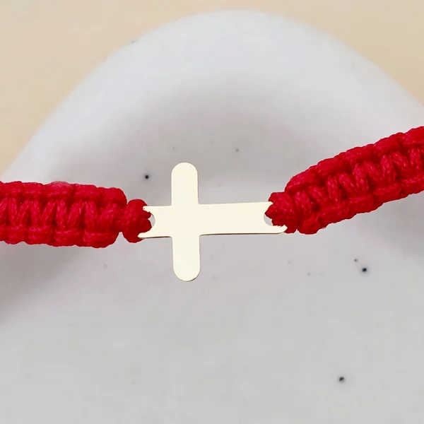 Bratara Cruciulita - Aur Galben 9K - snur  impletit reglabil