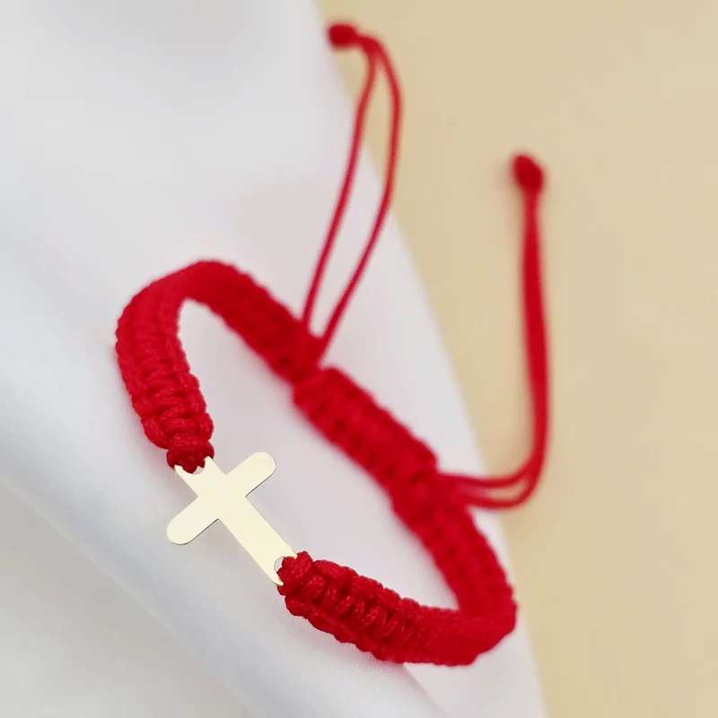 Bratara Cruciulita - Aur Galben 9K - snur  impletit reglabil picture - 5