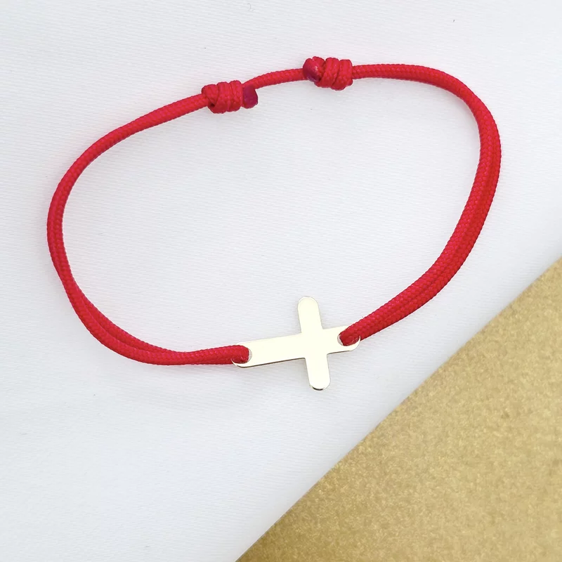 Bratara Cruciulita - Aur Galben 9K - snur reglabil picture - 3