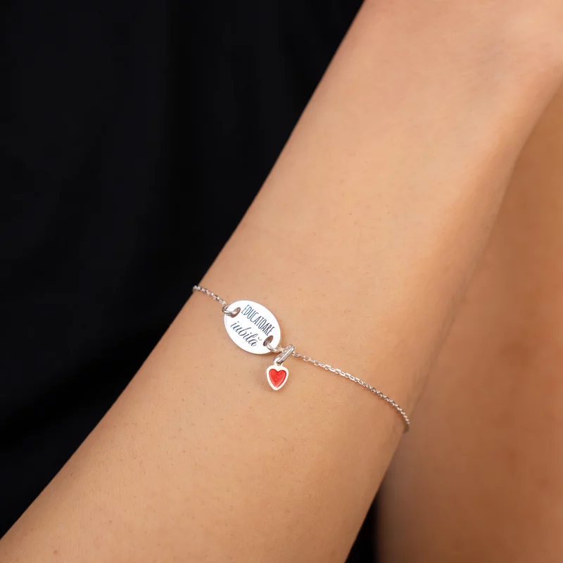 Bratara cu charm la alegere - Educatoare iubita - Pandantiv oval cu lantisor - Argint 925 picture - 2