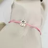 Bratara cu Diamant Natural albastru  - Banut 8 mm - Inger pazitor decupat cu aripi deschise - Aur Galben 9K - Snur reglabil