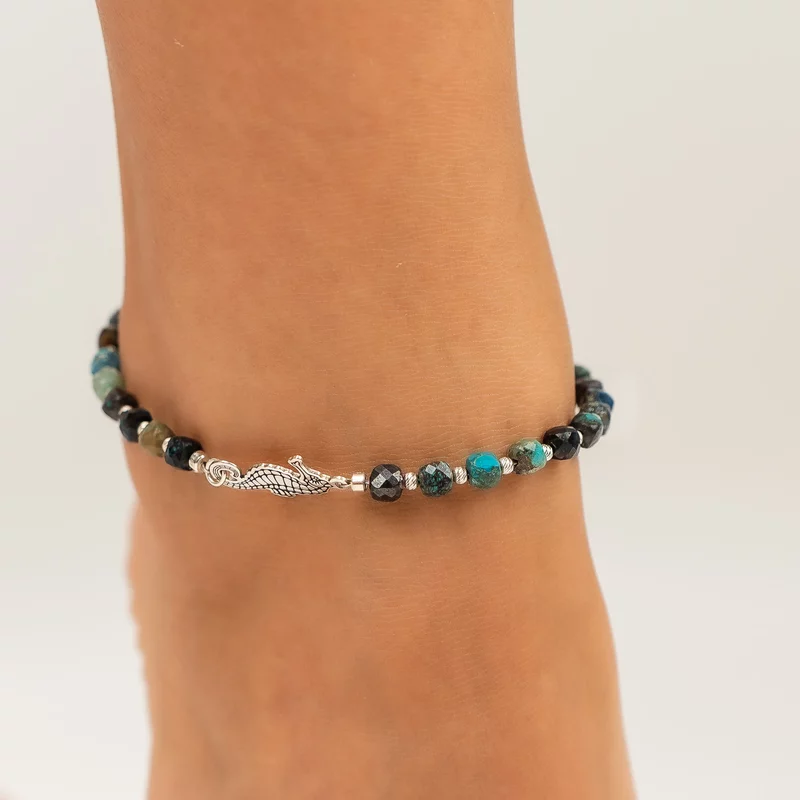 Bratara de picior – Calut de mare – Argint 925 – Model fix cu pietre pretioase si bilute picture - 2