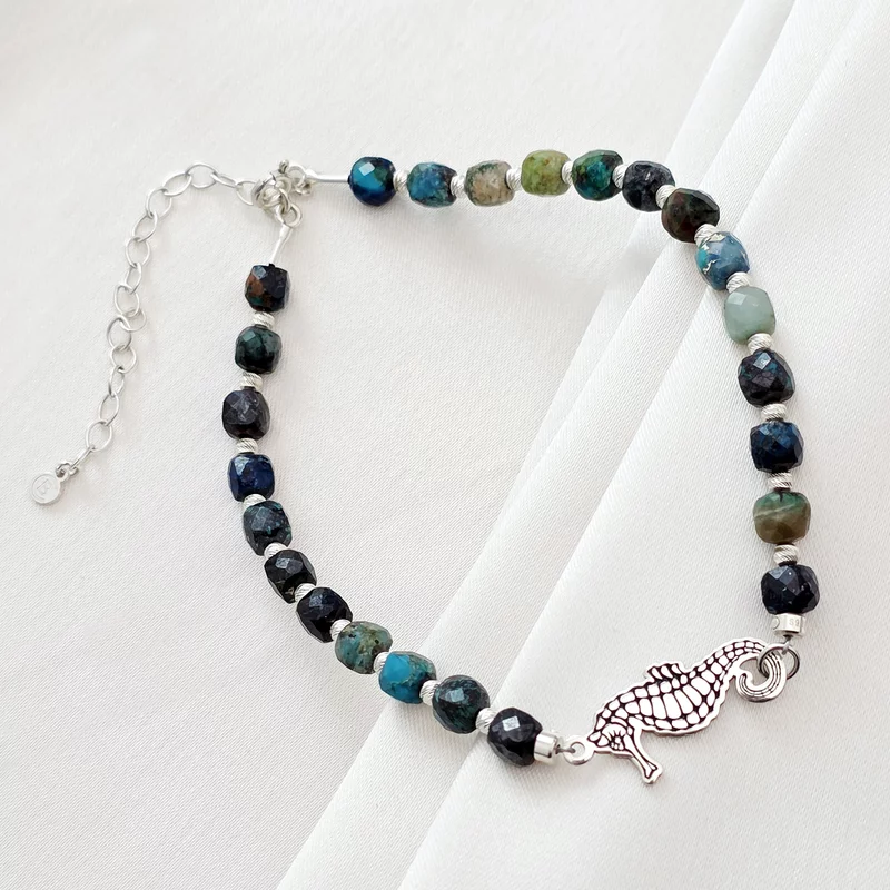 Bratara de picior – Calut de mare – Argint 925 – Model fix cu pietre pretioase si bilute picture - 3