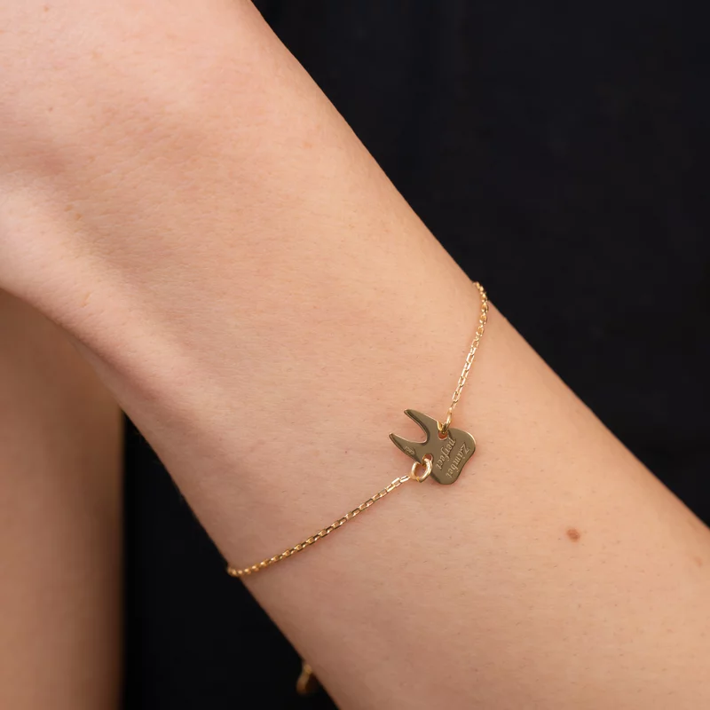 Bratara dinte cu lantisor - Argint 925 placat cu Aur Galben 18K picture - 4