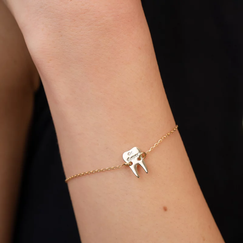 Bratara dinte cu lantisor - Argint 925 placat cu Aur Galben 18K picture - 2