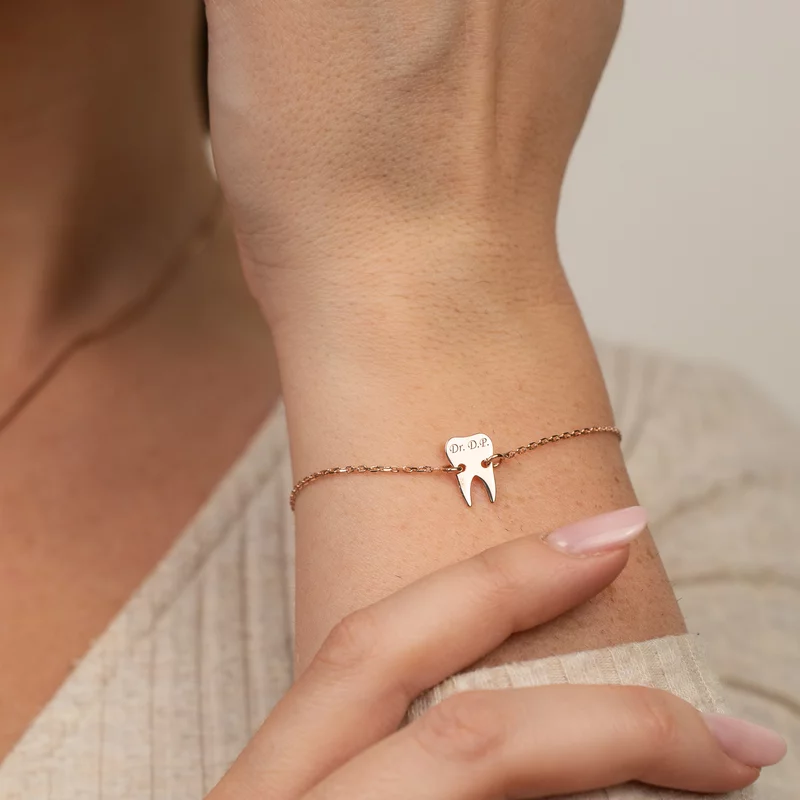 Bratara dinte cu lantisor - Argint 925 placat cu Aur roz 18k picture - 2