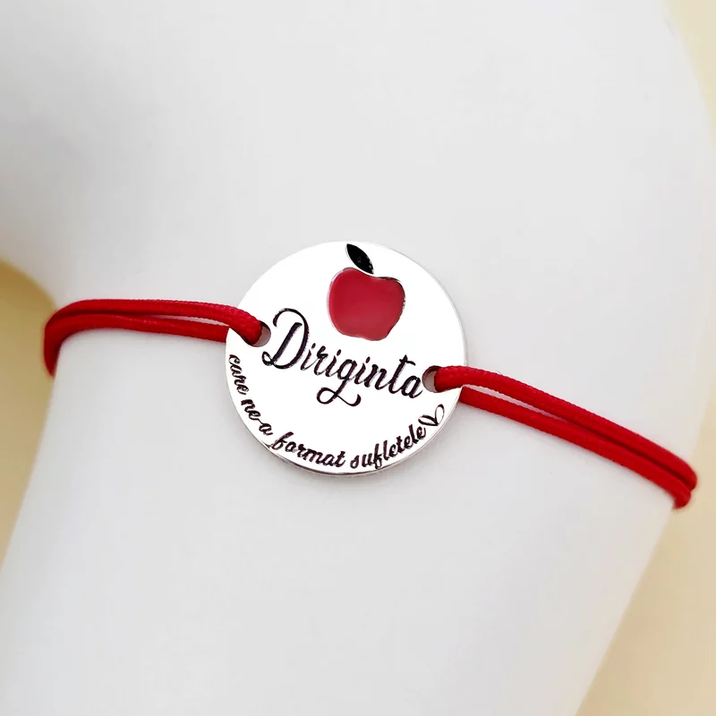 Bratara diriginta care ne-a format sufletele - Argint 925 si email rosu- Snur reglabil picture - 2