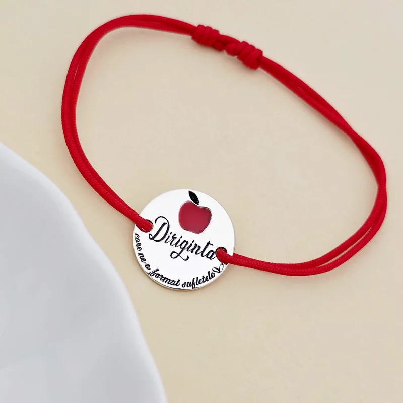 Bratara diriginta care ne-a format sufletele - Argint 925 si email rosu- Snur reglabil picture - 3