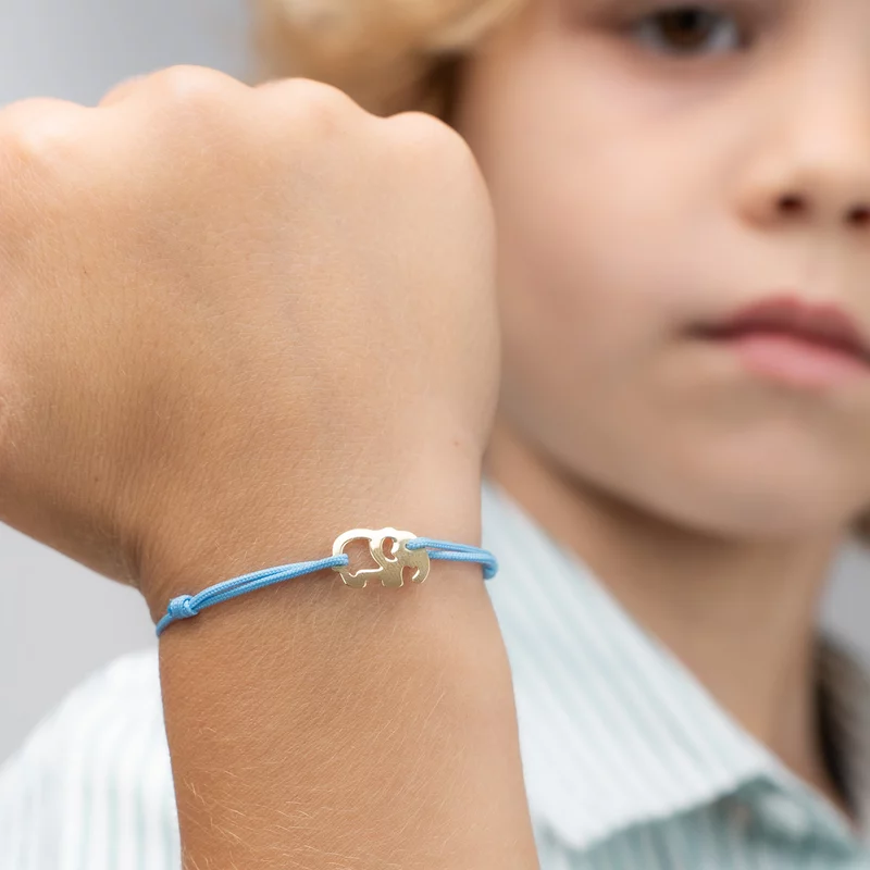 Bratara Elefant - Aur Galben 14K - Snur reglabil, diverse culori picture - 2