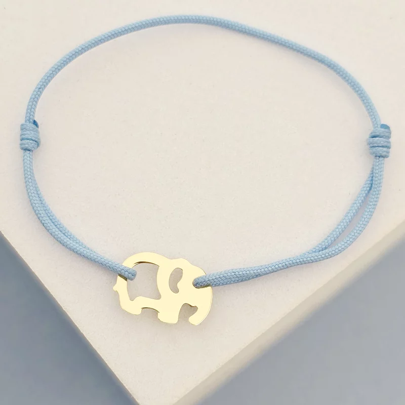 Bratara Elefant - Aur Galben 14K - Snur reglabil, diverse culori picture - 3