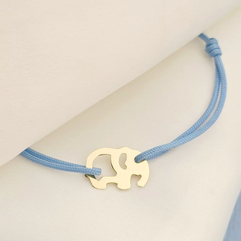 Bratara Elefant - Aur Galben 14K - Snur reglabil, diverse culori picture - 4