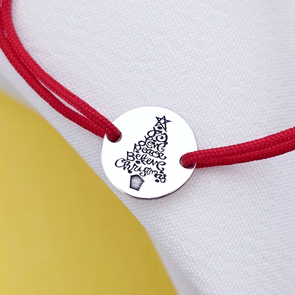 Bratara Craciun - Emotia Craciunului - Argint 925, snur reglabil diverse culori