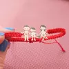 Bratara Familie - 4 Membri cu bebe - pandant Argint 925 - snur impletit