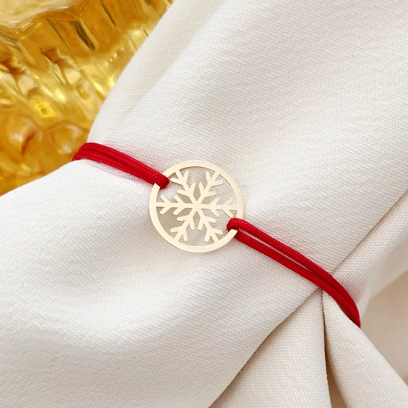 Bratara festiva - Disc cu fulg luminos - Aur Galben 9K - Snur reglabil picture - 3