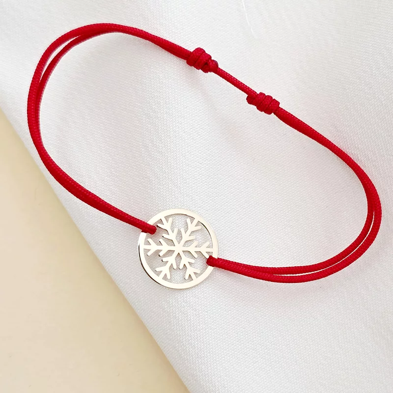 Bratara festiva - Disc cu fulg luminos - Aur Galben 9K - Snur reglabil picture - 4