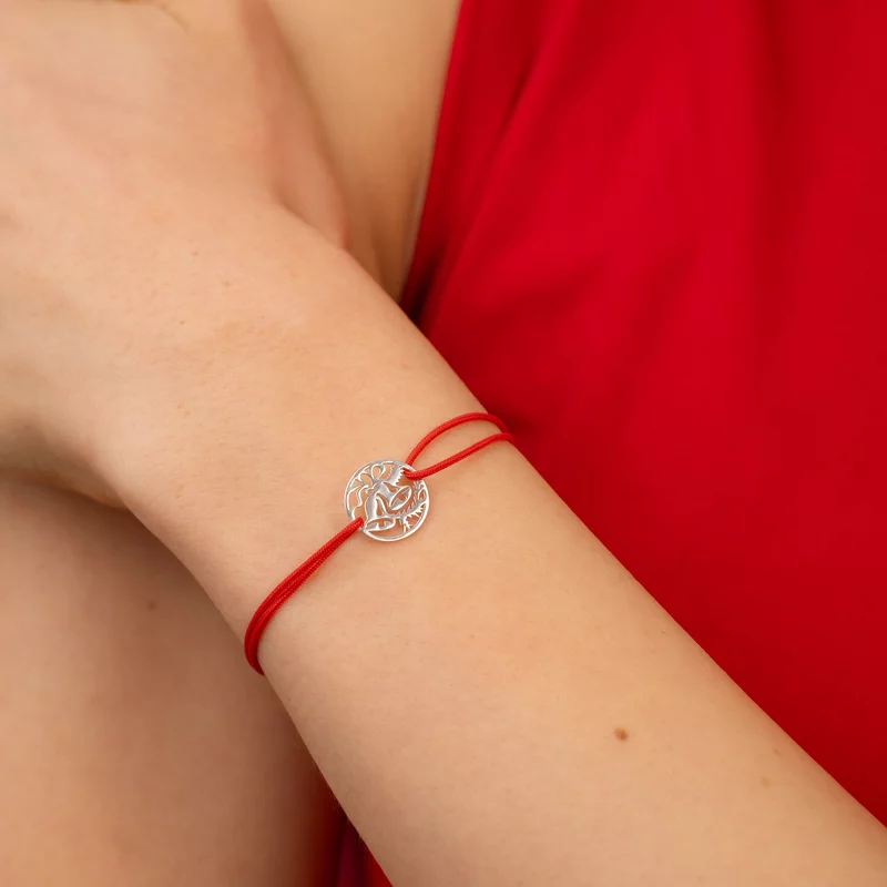 Bratara festiva - Disc si clopotel decupat - Argint 925 - Snur reglabil picture - 2