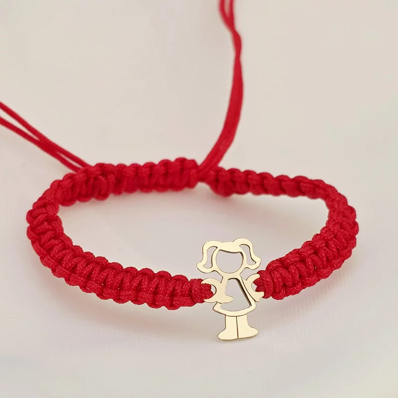 Bratara fetita cu codite - Aur Galben 9K - Snur reglabil, diverse culori picture - 4