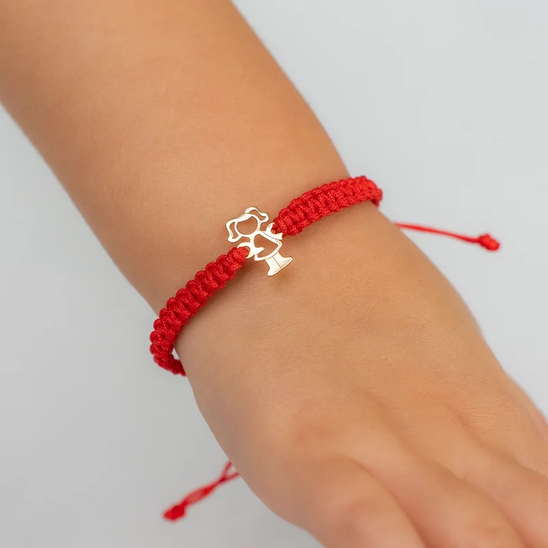 Bratara fetita cu codite - Aur Galben 9K - Snur reglabil, diverse culori picture - 2