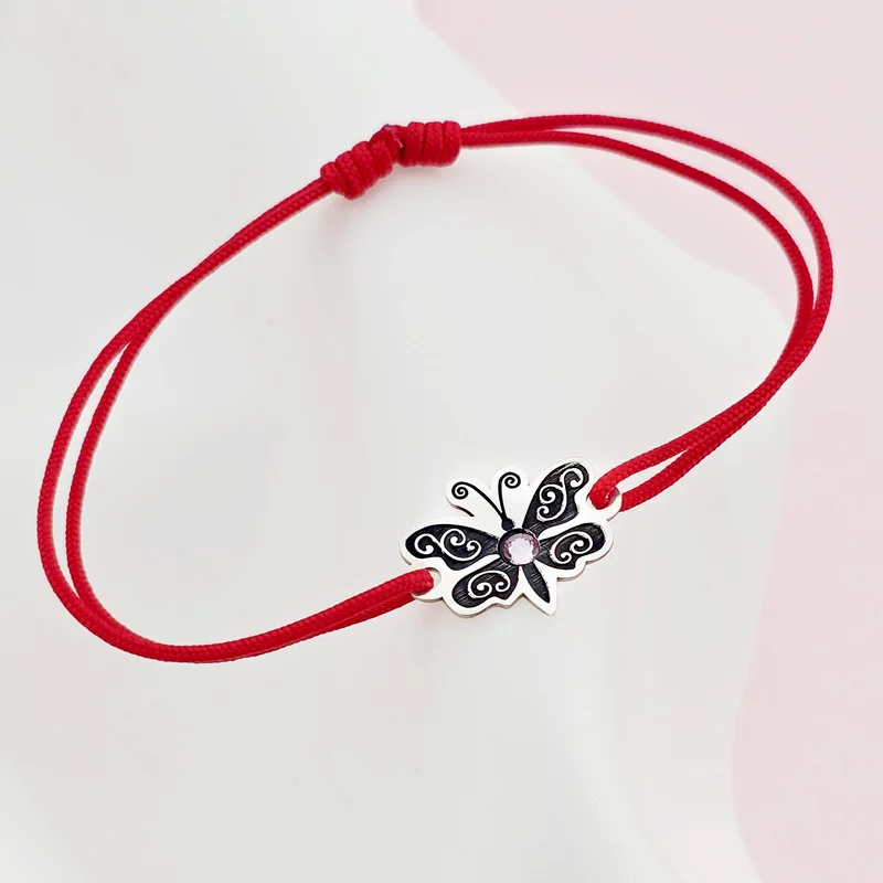 Bratara Fluture cu aripile deschise - Argint 925 - cristal Swarovski - snur reglabil picture - 4