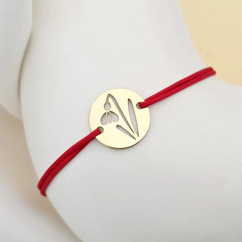 Bratara Fragment de Ghiocel - Argint 925 placat cu Aur Galben 18K - Snur reglabil, diverse culori picture - 2