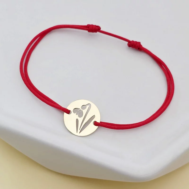 Bratara Fragment de Ghiocel - Argint 925 placat cu Aur Galben 18K - Snur reglabil, diverse culori picture - 3